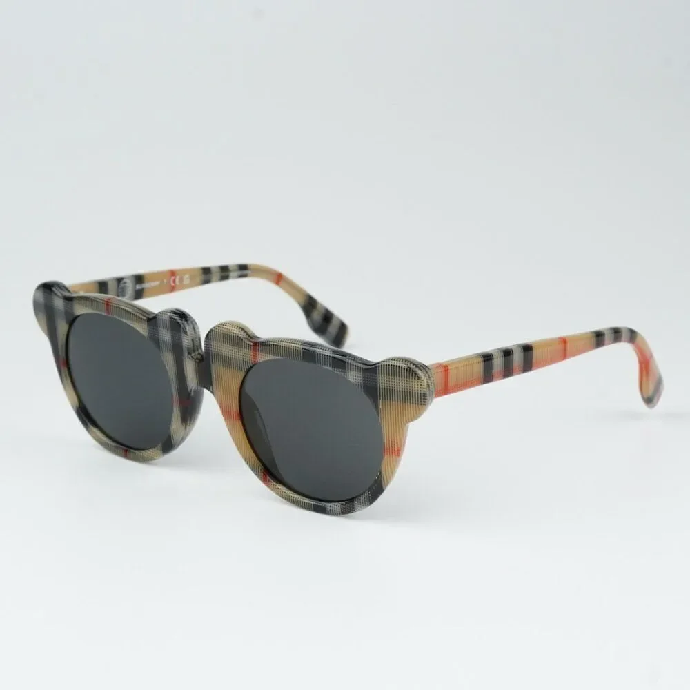 NEW Burberry JB4355 KIDS 377887 Vintage Check Dark Grey Round Unisex Sunglasses